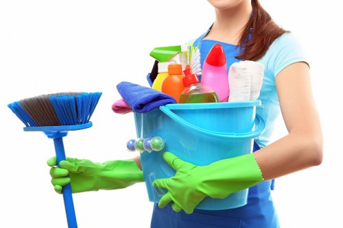 Staff receiving health and safety training on cleaning practices